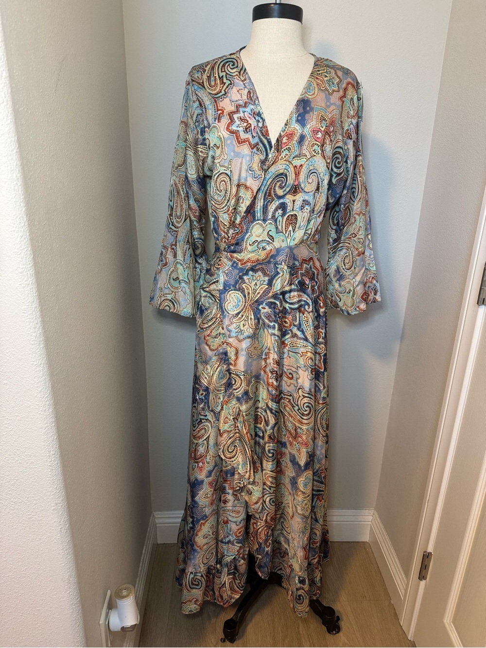 Karma Highway Bohemian Paisley Wrap Maxi Dress